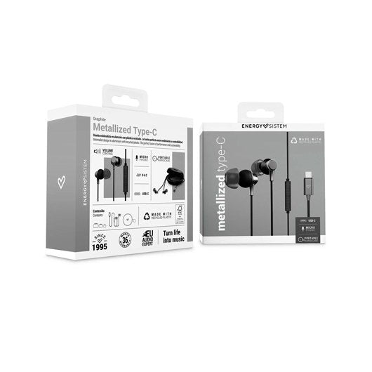 AURICULARES ENERGY SISTEM TIPO C METALLIZED DARK