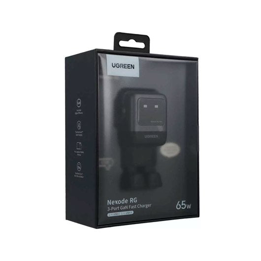 CARGADOR UGREEN TRIPLE 65W USB-A + USB-C BLACK