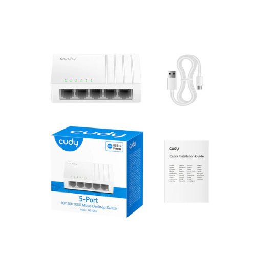 HUB SWITCH 5 PTOS CUDY GS105U GIGABIT USB-C METAL