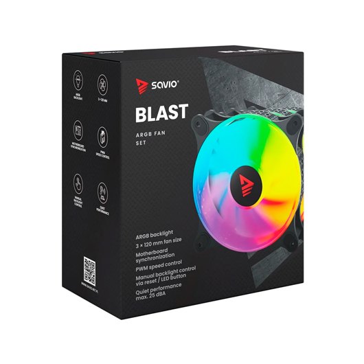 VENTILADOR 120X120 SAVIO BLAST ARGB PACK 3 UDS