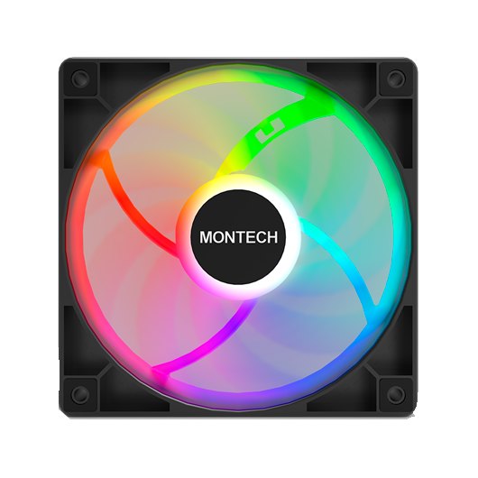 VENTILADOR 120X120 MONTECH GF120 PWM BLACK PACK 3 + HUB