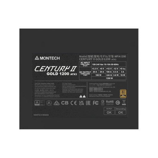 FUENTE ATX 1200W MONTECH CENTURY II