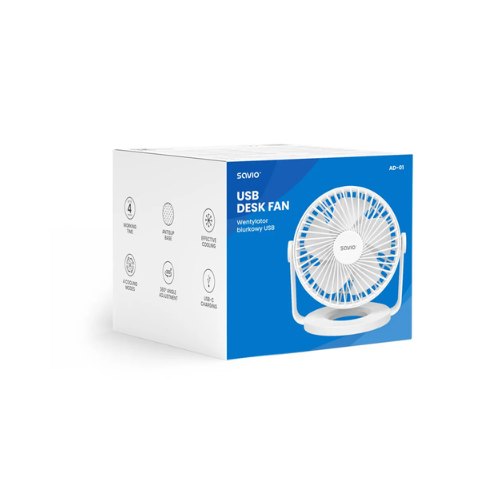 VENTILADOR ESCRITORIO USB SAVIO AD-01 WHITE