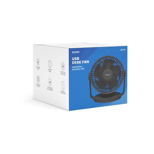 VENTILADOR ESCRITORIO USB SAVIO AD-01 BLACK