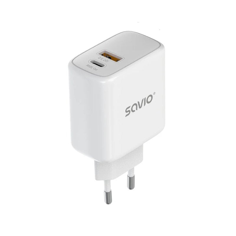 CARGADOR SAVIO LA-10 30W WHITE CON CABLE