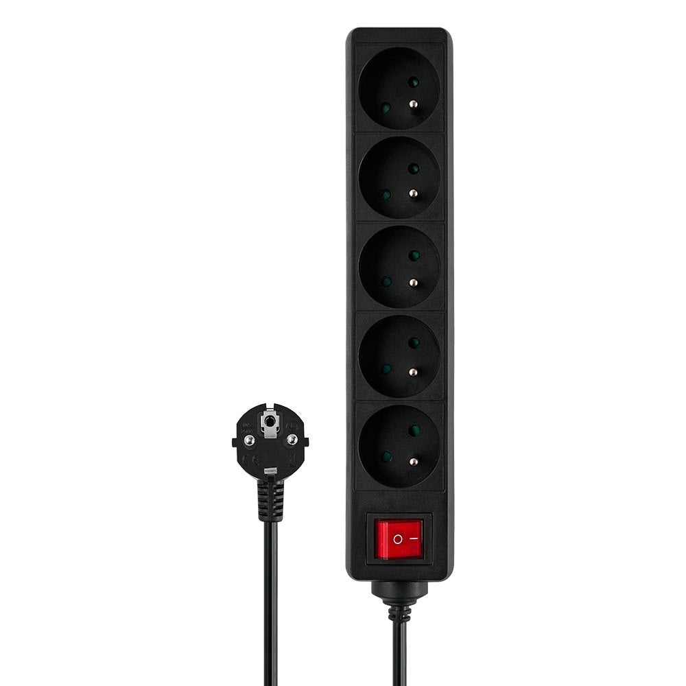 REGLETA DE 5 ENCHUFES 1.5M NEGRO SAVIO LZ-01