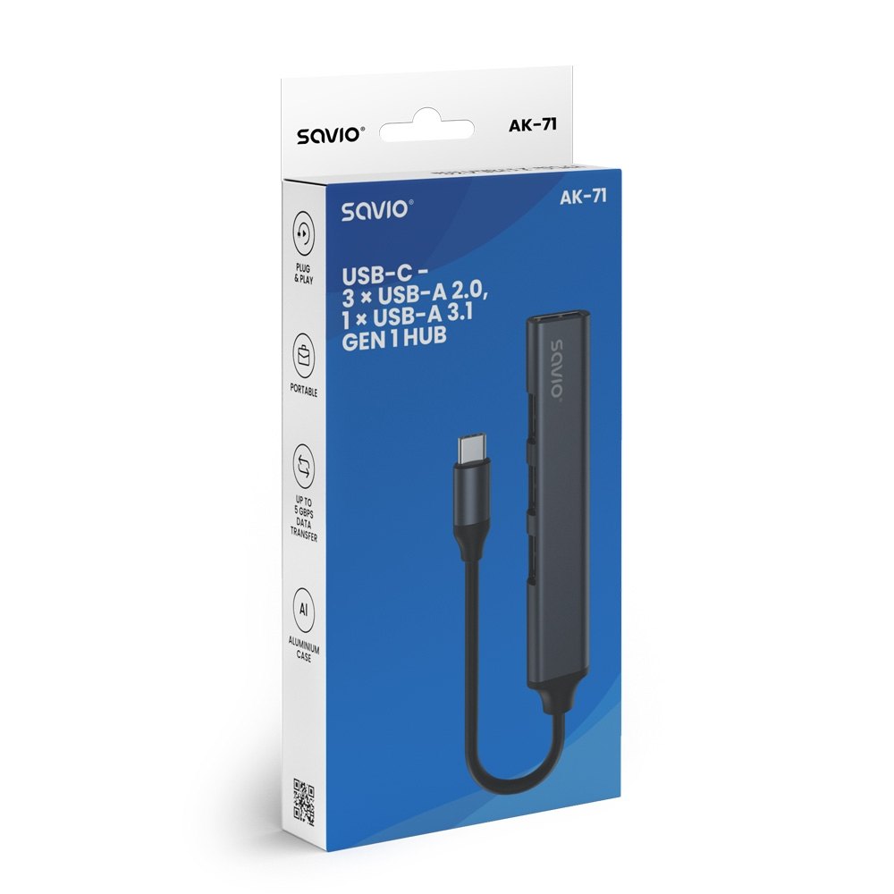 HUB USB(C) - 3 X USB(A) 2.0 + 1 X USB(A) 3.1 SAVIO
