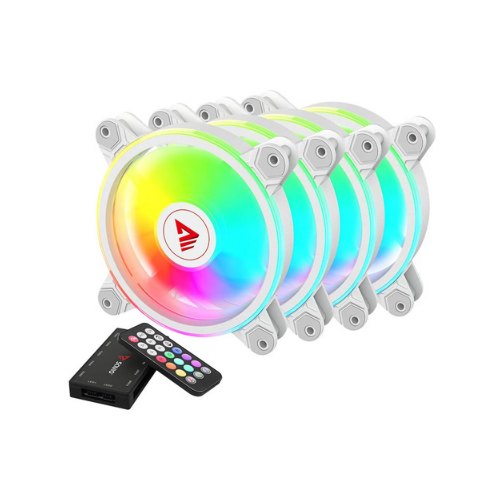 KIT 4 VENTILADORES PC SAVIO CON MANDO WHITE FAN-01