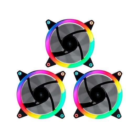 KIT 3XVENTILADORES UNYKACH RING LED ARGB 120MM