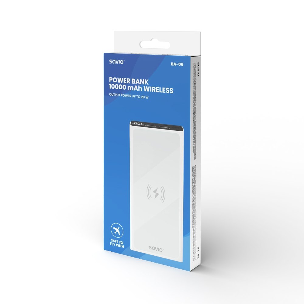 POWERBANK 10000 INDUCCION MAH SAVIO BA-06 BLANCO