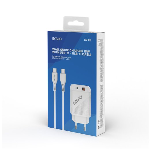 CARGADOR SAVIO LA-05 DUAL 18W USB 3.0 + CABLE
