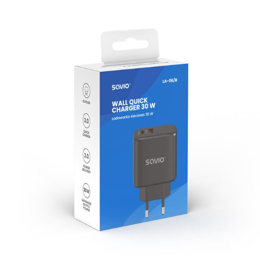 CARGADOR SAVIO LA-06 DUAL 30W USB 3.0