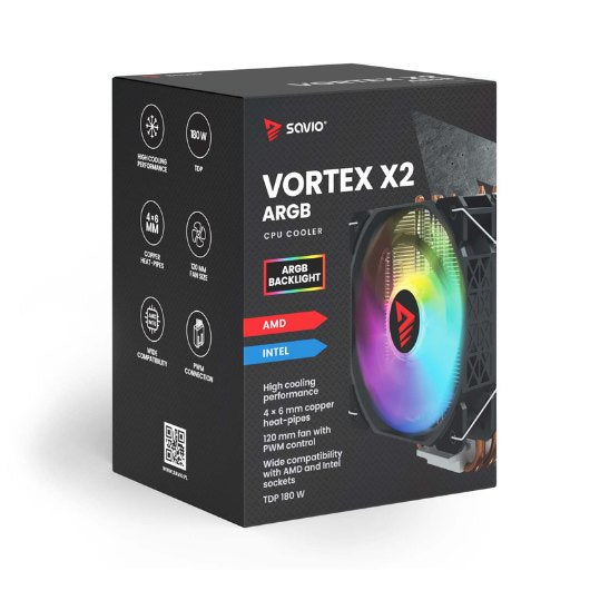 DISIPADOR CPU 180W SAVIO VORTEX X2 ARGB