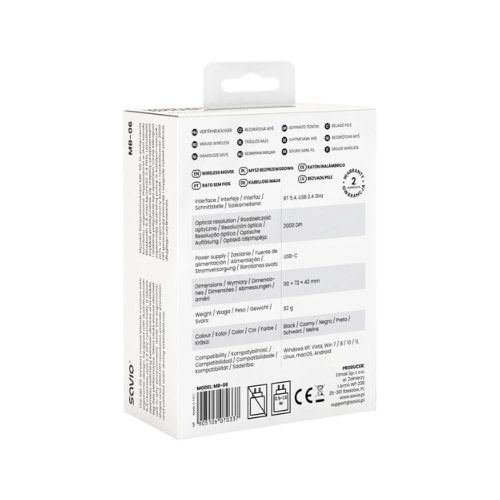 RATON OPTICO SAVIO MB-06 WIRELESS 2000 DPI