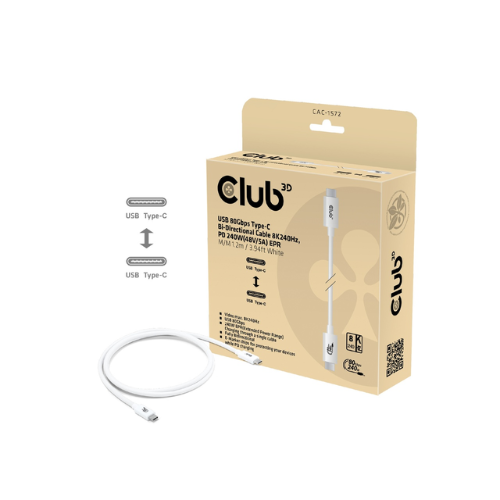 CABLE CLUB3D CERTIFICADO USB 80GBPS TIPO-C 1.2M