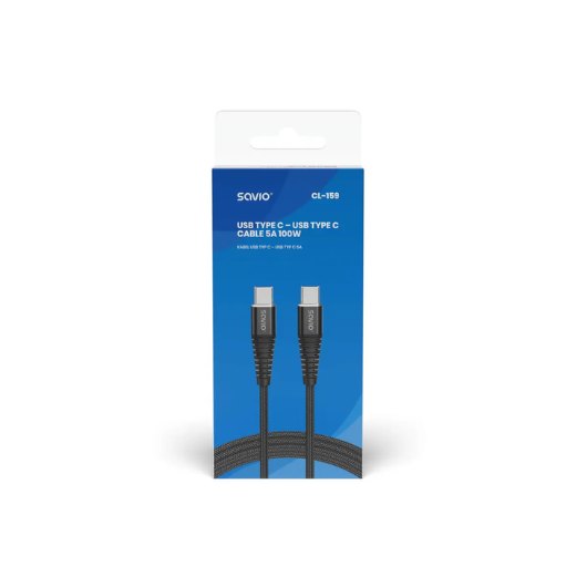 CABLE USB-C A USB-C SAVIO 5A 1M CL-159