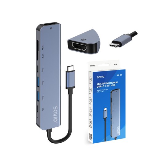 HUB SAVIO 7EN1 USB-C  AK-82
