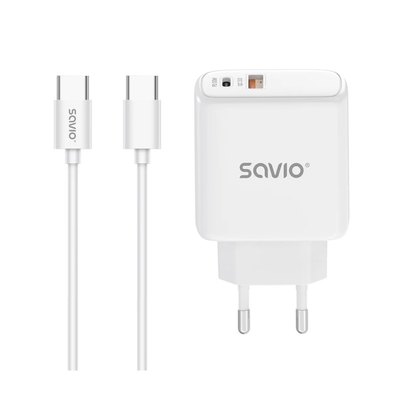 CARGADOR SAVIO LA-10 30W WHITE CON CABLE